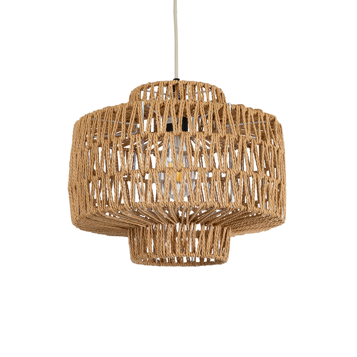 JENSON 00909 Boho Κρεμαστό Φωτιστικό Οροφής με Ντουί 1 x E27 AC 220-240V IP20 - Μπεζ - Μ33 x Π33 x Υ28