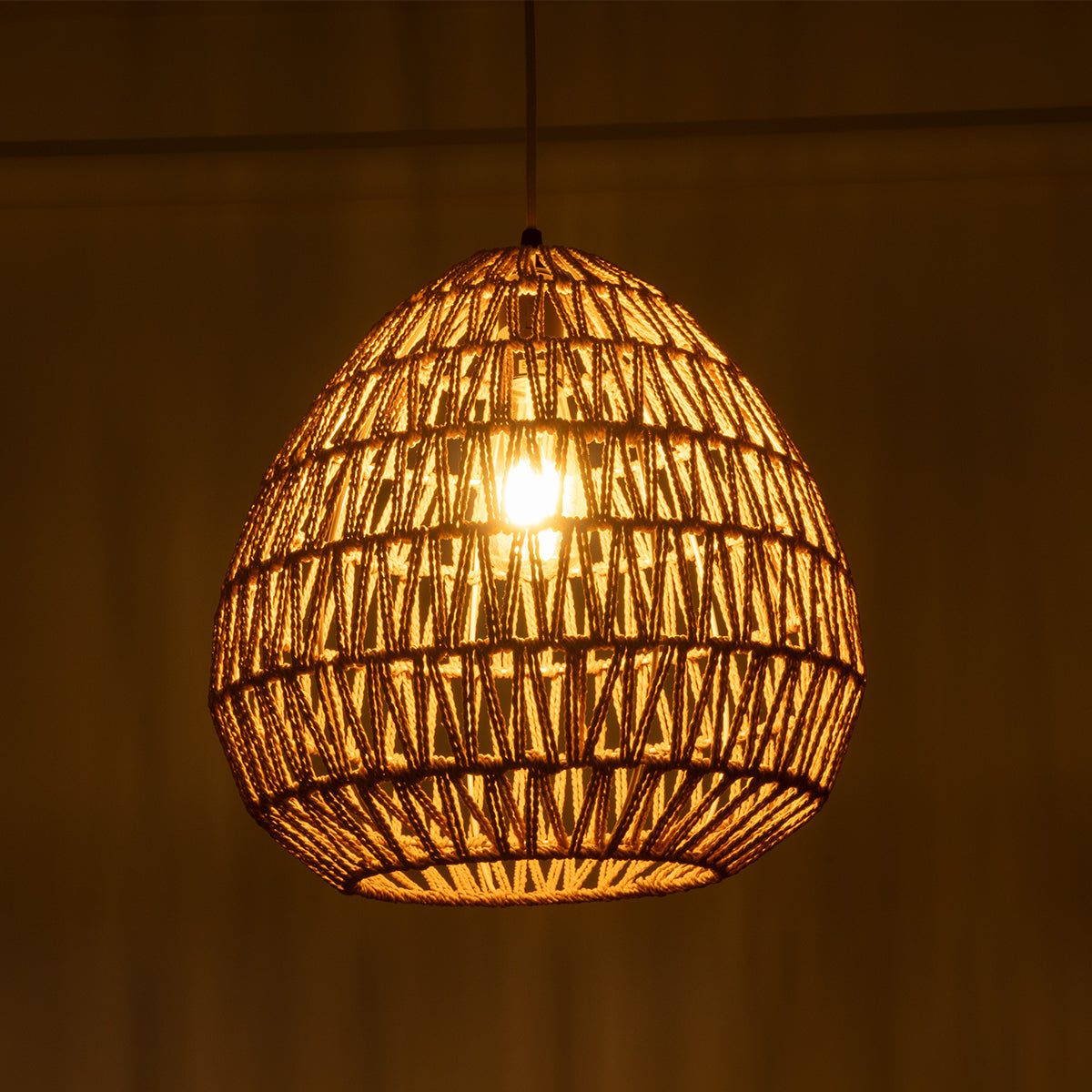 JJENSON 00911 Boho Κρεμαστό Φωτιστικό Οροφής με Ντουί 1 x E27 AC 220-240V IP20 - Μπεζ - Μ35 x Π35 x Υ35