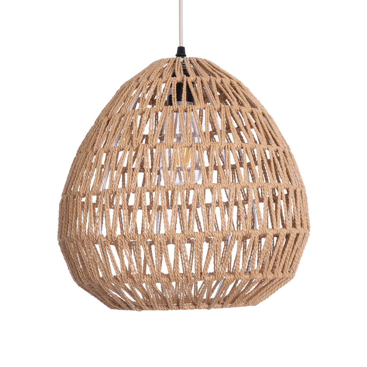JJENSON 00911 Boho Κρεμαστό Φωτιστικό Οροφής με Ντουί 1 x E27 AC 220-240V IP20 - Μπεζ - Μ35 x Π35 x Υ35