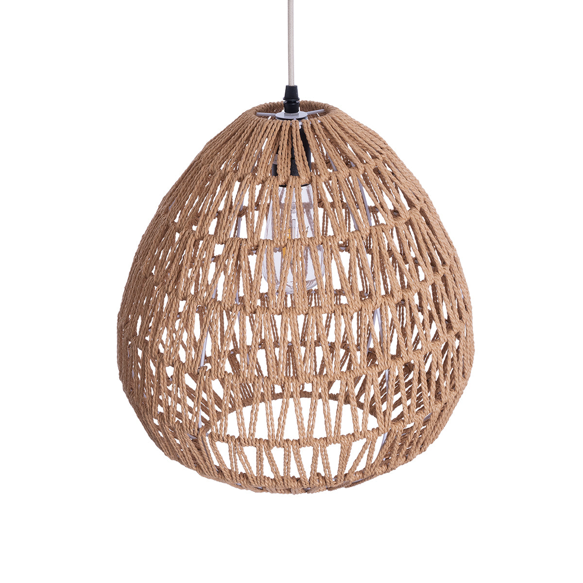 JJENSON 00911 Boho Κρεμαστό Φωτιστικό Οροφής με Ντουί 1 x E27 AC 220-240V IP20 - Μπεζ - Μ35 x Π35 x Υ35