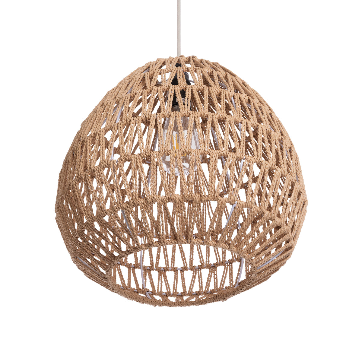 JJENSON 00911 Boho Κρεμαστό Φωτιστικό Οροφής με Ντουί 1 x E27 AC 220-240V IP20 - Μπεζ - Μ35 x Π35 x Υ35