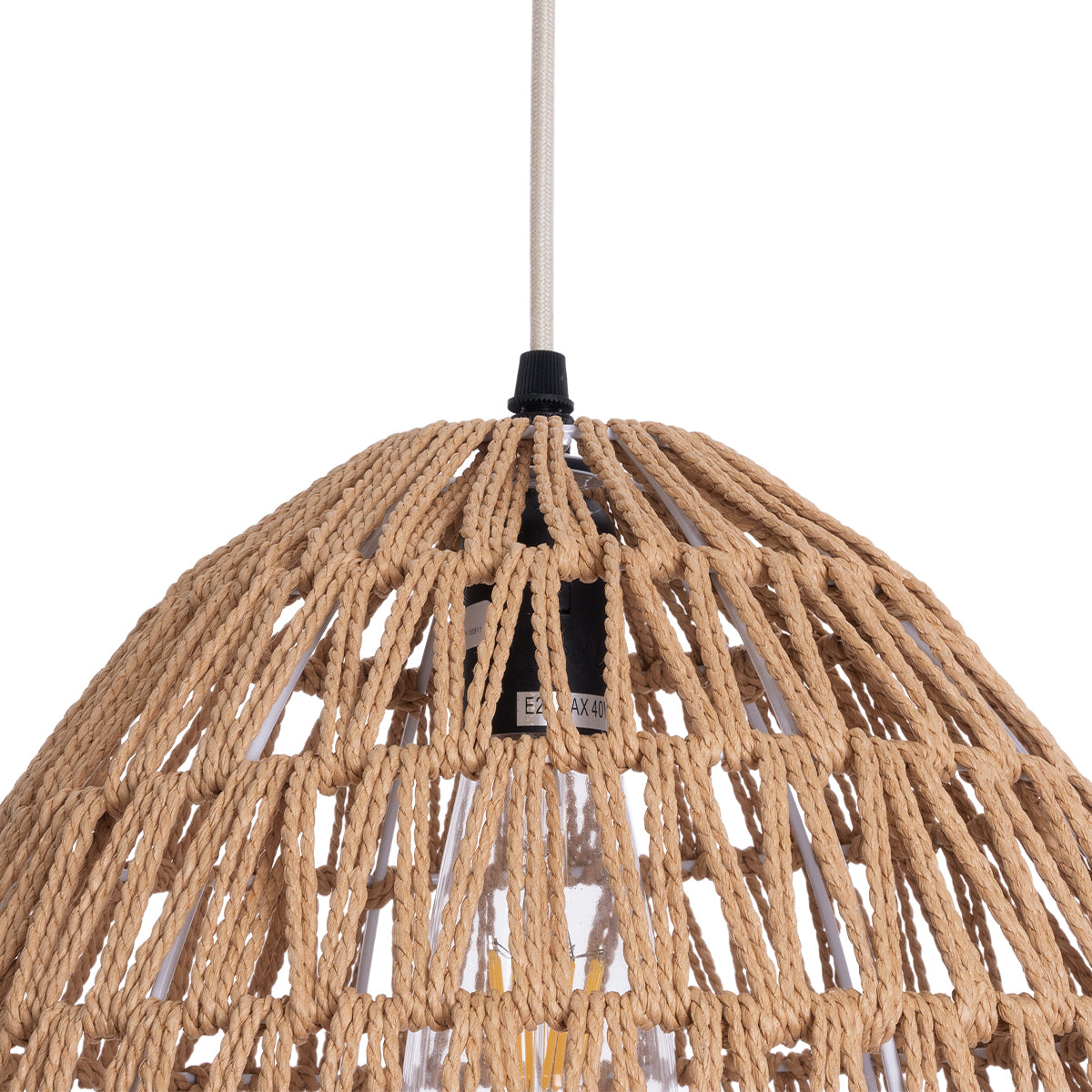 JJENSON 00911 Boho Κρεμαστό Φωτιστικό Οροφής με Ντουί 1 x E27 AC 220-240V IP20 - Μπεζ - Μ35 x Π35 x Υ35
