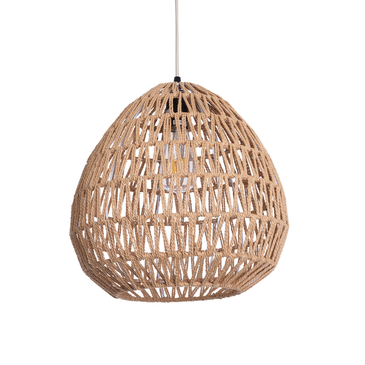 JJENSON 00911 Boho Κρεμαστό Φωτιστικό Οροφής με Ντουί 1 x E27 AC 220-240V IP20 - Μπεζ - Μ35 x Π35 x Υ35