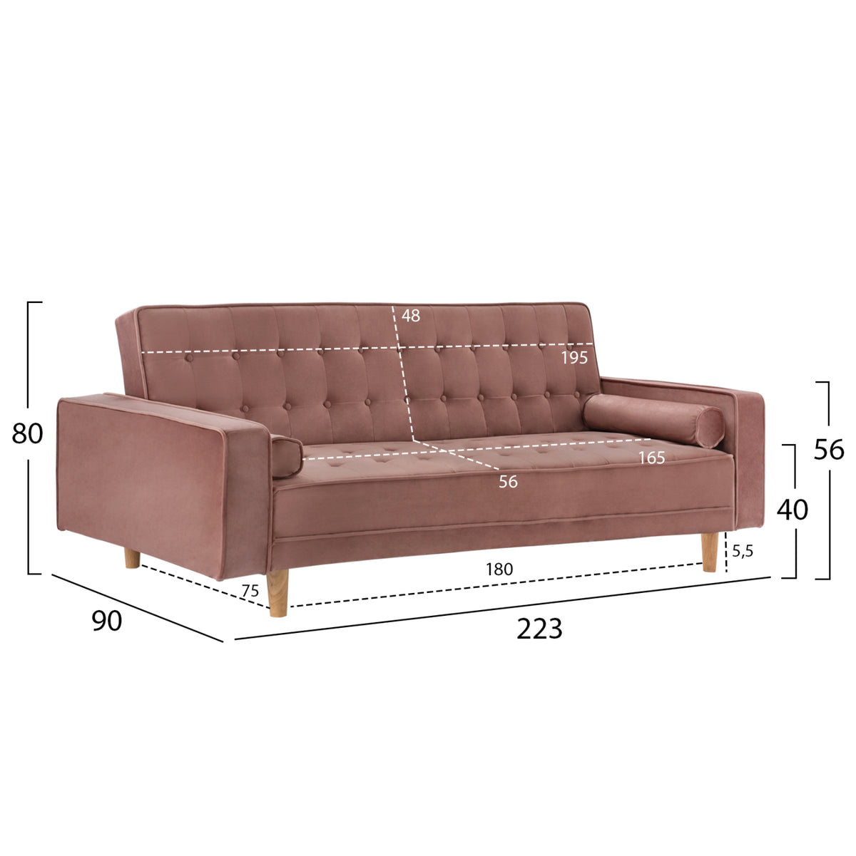 ΚΑΝΑΠΕΣ ΚΡΕΒΑΤΙ SALVADOR ΒΕΛΟΥΔΟ ΣΑΠΙΟ ΜΗΛΟ 223x90x80