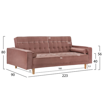 ΚΑΝΑΠΕΣ ΚΡΕΒΑΤΙ SALVADOR ΒΕΛΟΥΔΟ ΣΑΠΙΟ ΜΗΛΟ 223x90x80