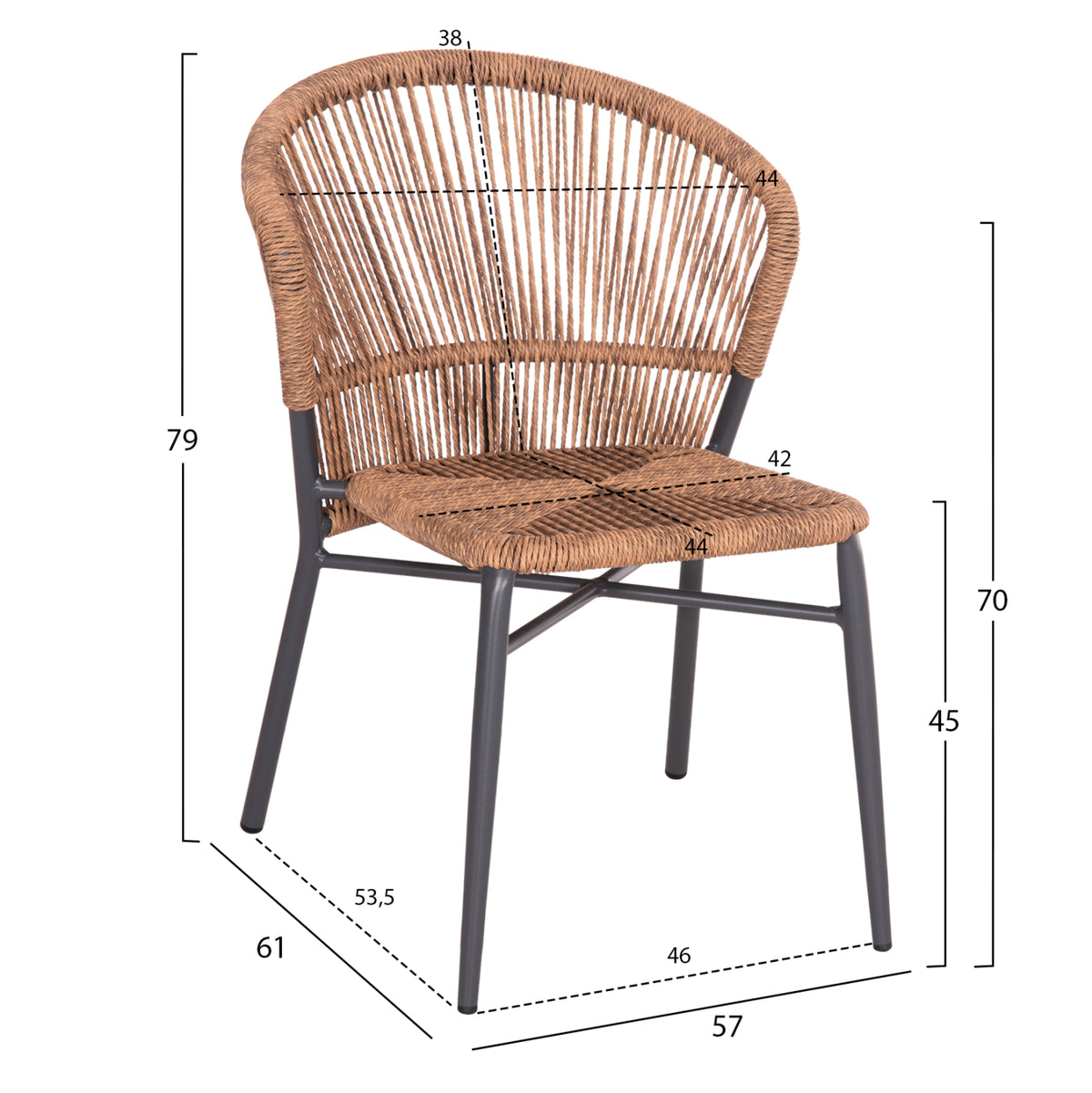ΚΑΡΕΚΛΑ ΑΛΟΥΜΙΝΙΟΥ LYNN ΑΝΘΡΑΚΙ ΣΚΕΛΕΤΟΣ P.E. RATTAN ΦΥΣΙΚΟ 57x61x79