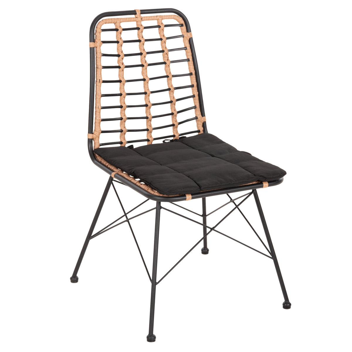 ΚΑΡΕΚΛΑ ΜΕΤΑΛΛΙΚΗ ALLEGRA WICKER ΜΠΕΖ ΜΑΥΡΟ 51x54x84