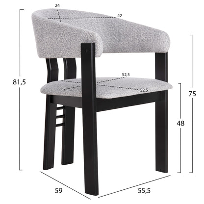 ΚΑΡΕΚΛΑ ZARRA RUBBERWOOD ΣΕ ΜΑΥΡΟ ΑΝΟΙΧΤΟ ΓΚΡΙ ΥΦΑΣΜΑ 55,5x59x81,5