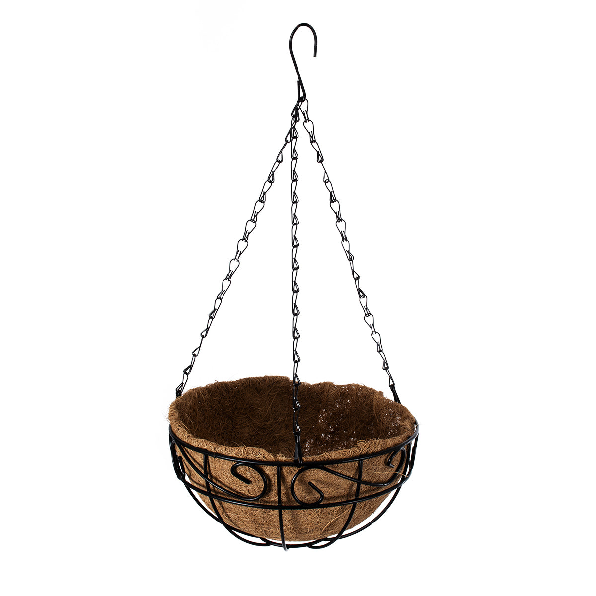 KARYSTOS 20483 Κρεμαστό Κασπώ Γλάστρα - Flower Pot από Φλοιό Καρύδας Καφέ με Μαύρο Φ25cm x Υ15cm