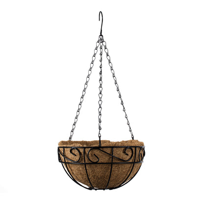 KARYSTOS 20483 Κρεμαστό Κασπώ Γλάστρα - Flower Pot από Φλοιό Καρύδας Καφέ με Μαύρο Φ25cm x Υ15cm