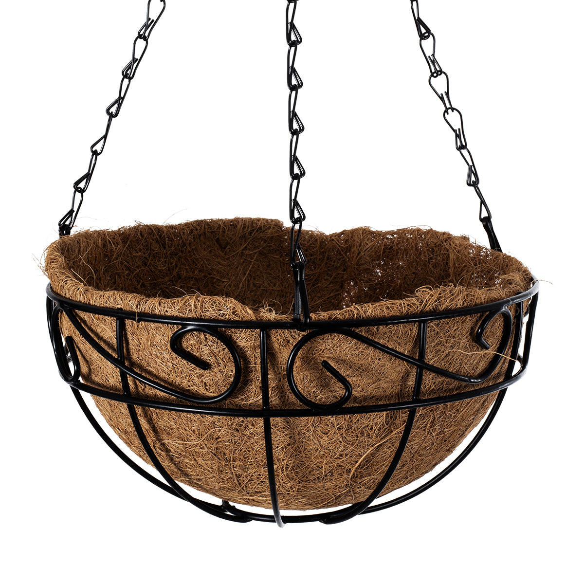 KARYSTOS 20483 Κρεμαστό Κασπώ Γλάστρα - Flower Pot από Φλοιό Καρύδας Καφέ με Μαύρο Φ25cm x Υ15cm