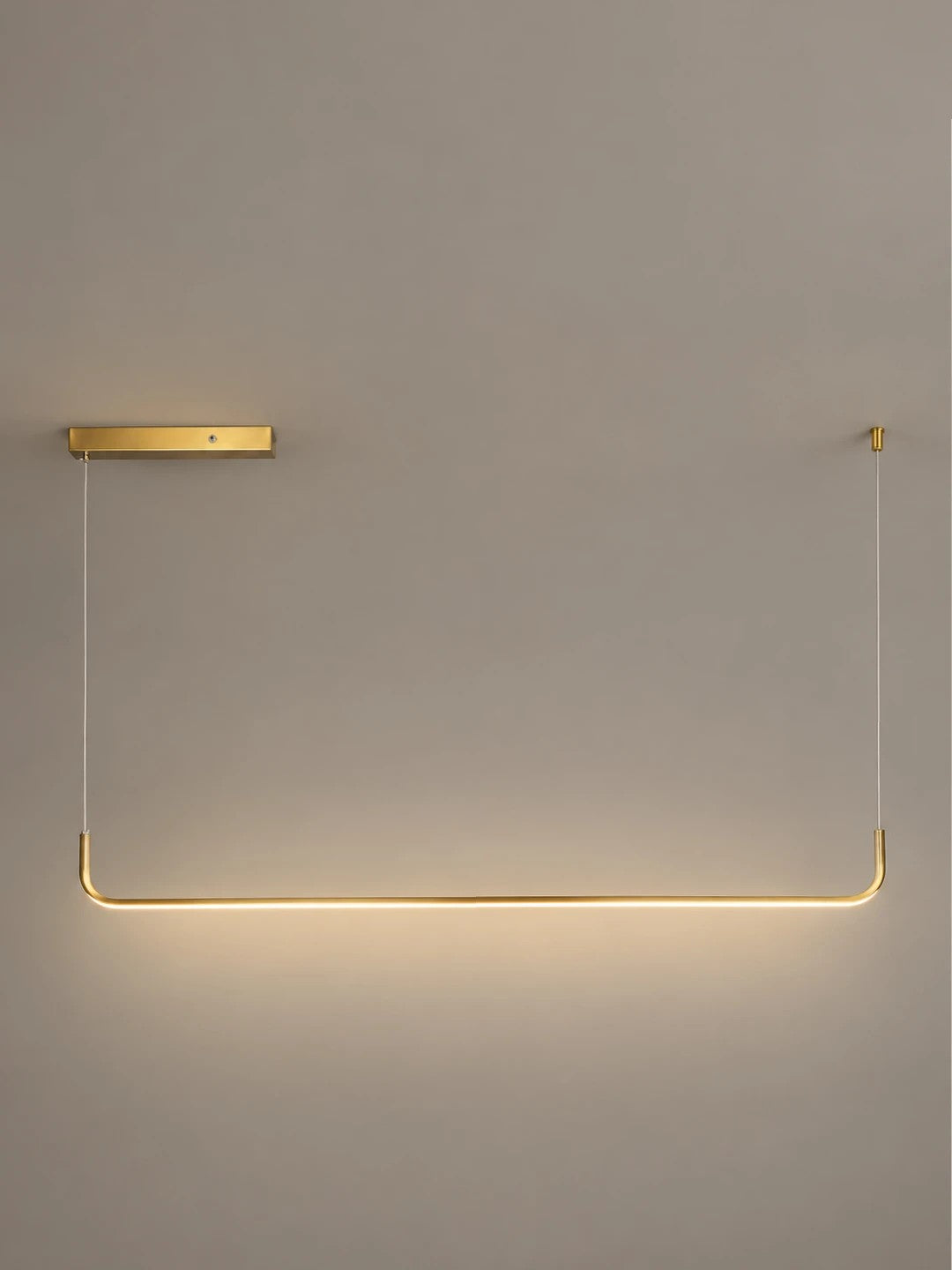 LINARIA KLV-101-0257 Κρεμαστό Φωτιστικό Οροφής LED 36W 3600lm 180° AC 220-240V IP20 Ρυθμιζόμενο Λευκό CCT με Χειριστήριο από 2700K έως 6000K Dimmable - Lumileds SMD Chip - Χρυσό Πλατίνα - Μ120 x Π2 x Υ10