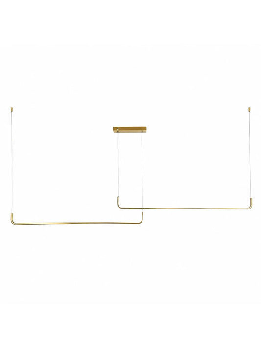 LINARIA KLV-101-0260-V2 Κρεμαστό Φωτιστικό Οροφής LED 72W 7200lm 180° AC 220-240V IP20 Ρυθμιζόμενο Λευκό CCT με Χειριστήριο από 2700K έως 6000K Dimmable - Lumileds SMD Chip - Σατινέ Χρυσό Βούρτσας - Μ212 x Π4 x Υ20