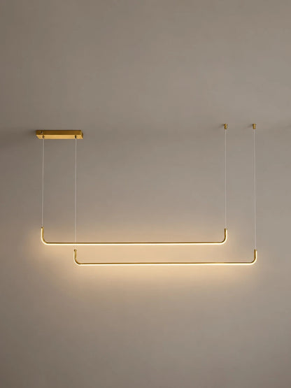 LINARIA KLV-101-0260 Κρεμαστό Φωτιστικό Οροφής LED 72W 7200lm 180° AC 220-240V IP20 Ρυθμιζόμενο Λευκό CCT με Χειριστήριο από 2700K έως 6000K Dimmable - Lumileds SMD Chip - Σατινέ Χρυσό Βούρτσας - Μ144 x Π4 x Υ20