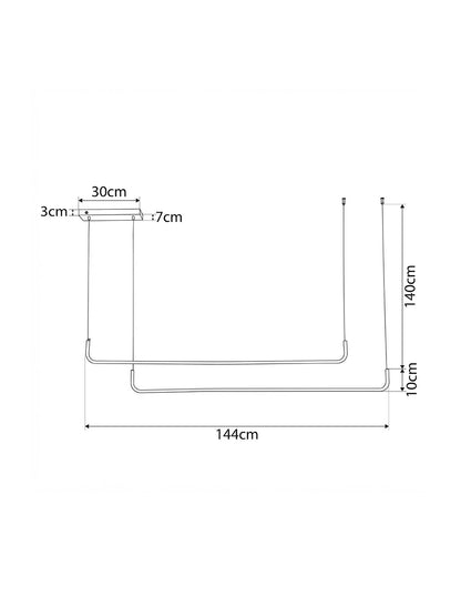 LINARIA KLV-101-0260 Κρεμαστό Φωτιστικό Οροφής LED 72W 7200lm 180° AC 220-240V IP20 Ρυθμιζόμενο Λευκό CCT με Χειριστήριο από 2700K έως 6000K Dimmable - Lumileds SMD Chip - Σατινέ Χρυσό Βούρτσας - Μ144 x Π4 x Υ20
