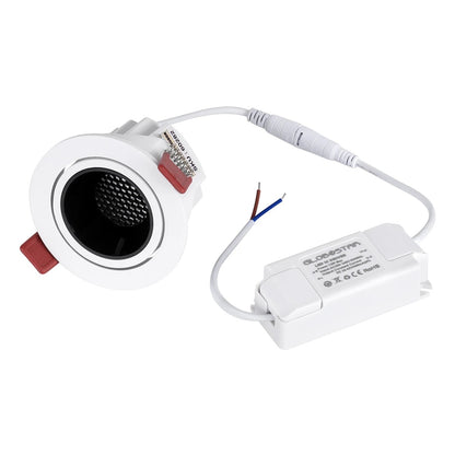 LEO KLV-101-0312 Recessed Adjustable Downlight Spotlight with Honeycomb Anti-Glare Reflector LED 10W 1250lm 38° AC 220-240V IP20 Warm White 2700K - Bridgelux COB Chip & TÜV SÜD Driver - White & Matte Black - L8.5 x W8.5 x H6.6 / Cutout 7.5cm
