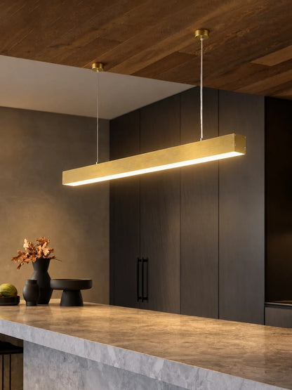 ORION KLV-101-0364 Linear LED Pendant Ceiling Light 72W 7200lm 120° AC 220-240V IP20 Adjustable White CCT with Remote Control from 2700K to 6000K Dimmable - Lumileds SMD Chip - Brushed Satin Gold - L120 x W5 x H7