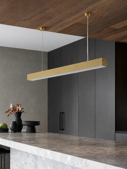 ORION KLV-101-0364 Linear LED Pendant Ceiling Light 72W 7200lm 120° AC 220-240V IP20 Adjustable White CCT with Remote Control from 2700K to 6000K Dimmable - Lumileds SMD Chip - Brushed Satin Gold - L120 x W5 x H7