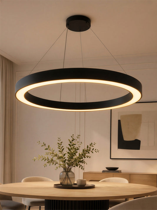 RA KLV-101-0369 Κρεμαστό Φωτιστικό Οροφής LED 100W 10000lm 120° AC 220-240V IP20 Ρυθμιζόμενο Λευκό CCT με Χειριστήριο από 2700K έως 6000K Dimmable - Lumileds SMD Chip - Μαύρο Ματ - Μ120 x Π120 x Υ8