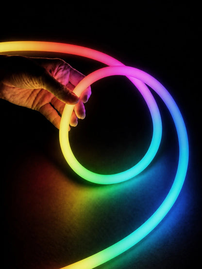 AURAFLEX KLV-101-0508 Neon Flex LED Strip 14W/m 840lm/m 360° DC 24V Waterproof IP65 120 x SMD5054 Chip/m Multicolor RGB+WW Dimmable - Sanan SMD Chip - L1000 x W2 x H2 - 10 Meter Roll