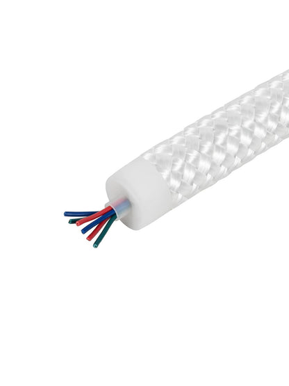 GLOWFLEX KLV-101-0514 Neon Flex LED Strip with Braided Fabric Coating 14W/m 840lm/m 360° DC 24V Waterproof IP65 120 x SMD5054 Chip/m Multicolor RGB+WW Dimmable - Sanan SMD Chip - L1000 x W2.2 x H2.2 - 10-Meter Roll