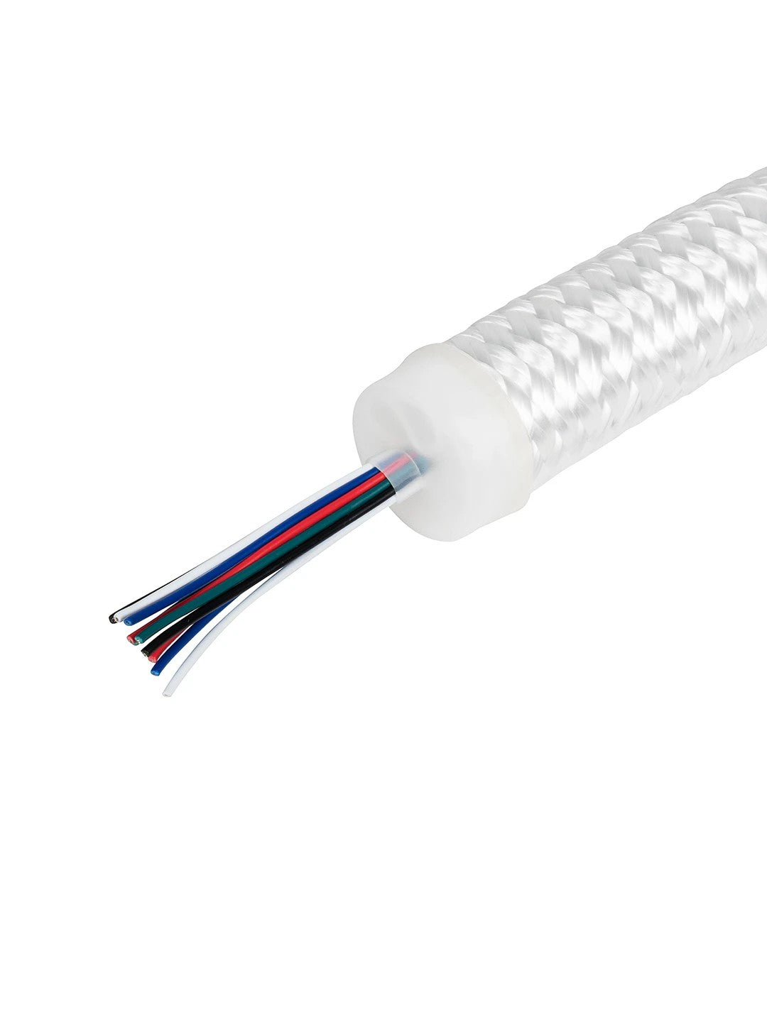 GLOWFLEX KLV-101-0517 Neon Flex LED Strip with Braided Fabric Coating 14W/m 840lm/m 360° DC 24V Waterproof IP65 120 x SMD5054 Chip/m Multicolor RGB+WW Dimmable - Sanan SMD Chip - L1000 x W3.5 x H3.5 - 10 Meter Roll