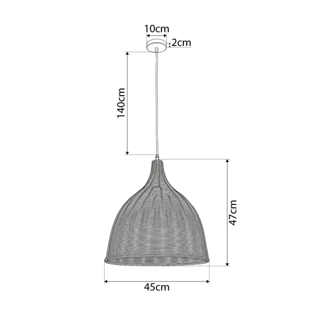 BAHAMAS KLV-102-0002 Pendant Ceiling Light for E27 Lamp AC 220-240V IP20 - Beige - L45 x W45 x H47
