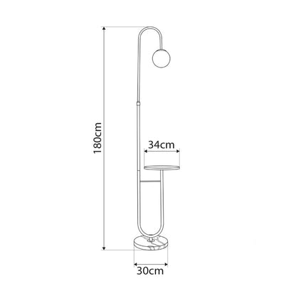 CORDELIA KLV-102-0005 Επιδαπέδιο Φωτιστικό για Λάμπα με Ντουί 1 x E27 AC 220-240V IP20 - Μαύρο Ματ & Λευκό - Μ30 x Π34 x Υ180