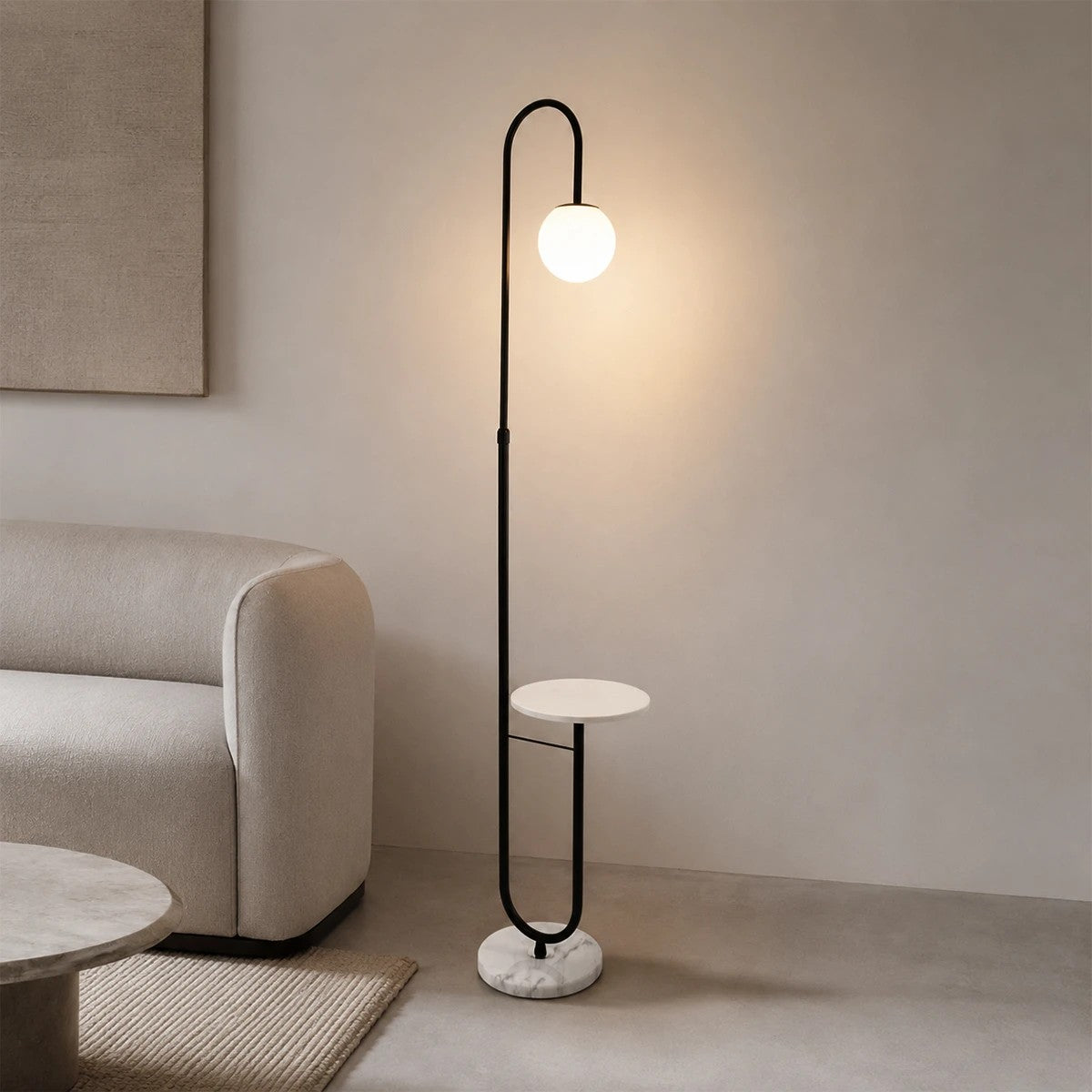CORDELIA KLV-102-0005 Επιδαπέδιο Φωτιστικό για Λάμπα με Ντουί 1 x E27 AC 220-240V IP20 - Μαύρο Ματ & Λευκό - Μ30 x Π34 x Υ180