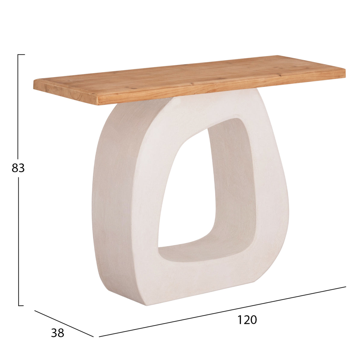 ΚΟΝΣΟΛΑ SANTORINI ΤΟΠ ΞΥΛΟ ΕΛΑΤΟΥ ΒΑΣΗ ΥΠΟΛΕΥΚΟ MDF 120x38x83