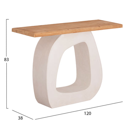 ΚΟΝΣΟΛΑ SANTORINI ΤΟΠ ΞΥΛΟ ΕΛΑΤΟΥ ΒΑΣΗ ΥΠΟΛΕΥΚΟ MDF 120x38x83