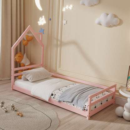 ΚΡΕΒΑΤΙ ΠΑΙΔΙΚΟ HOUSER τ.MONTESSORI ΞΥΛΟ ΠΕΥΚΟ ΡΟΖ 190x90εκ