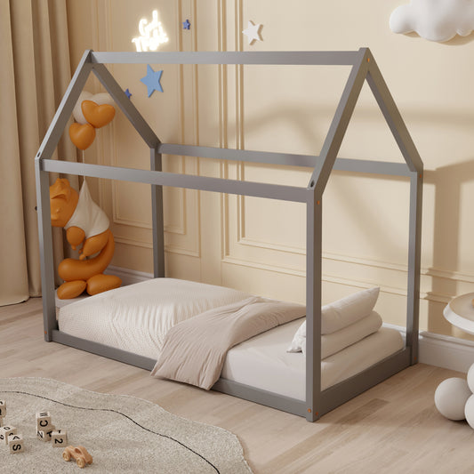 ΚΡΕΒΑΤΙ ΠΑΙΔΙΚΟ PEPE τ.MONTESSORI ΞΥΛΟ ΠΕΥΚΟ ΓΚΡΙ 140x70εκ