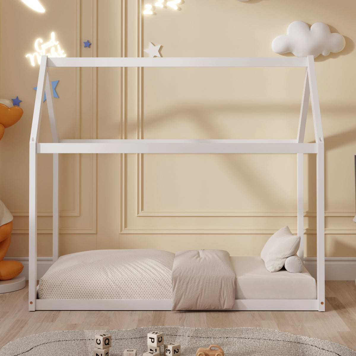 ΚΡΕΒΑΤΙ ΠΑΙΔΙΚΟ PEPE τ.MONTESSORI ΞΥΛΟ ΠΕΥΚΟ ΛΕΥΚΟ 140x70εκ