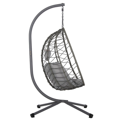 ΚΡΕΜΑΣΤΗ ΠΟΛΥΘΡΟΝΑ ΦΩΛΙΑ MILLIE ΜΕΤΑΛΛΟ ΣΥΝΘ. RATTAN ΓΚΡΙ 90x75x190