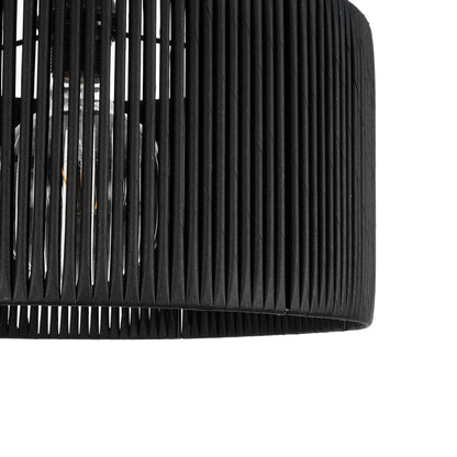 KYCLOS 203-0048 Boho Κρεμαστό Φωτιστικό Καπέλο Μονόφωτο 1 x E27 IP20 Μαύρο Rattan - M40 x Π40 x Υ90cm