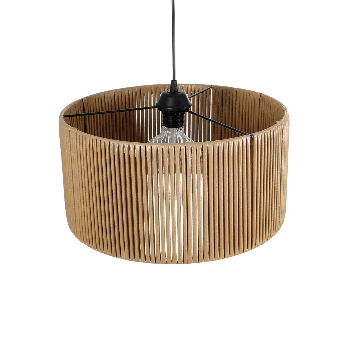 KYCLOS 203-0049 Boho Κρεμαστό Φωτιστικό Καπέλο Μονόφωτο 1 x E27 IP20 Μπεζ Rattan - M40 x Π40 x Υ25.5cm