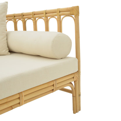 Καναπές Alessa Φυσικό Rattan-Λευκό Ύφασμα με Μαξιλάρια 200x100x76