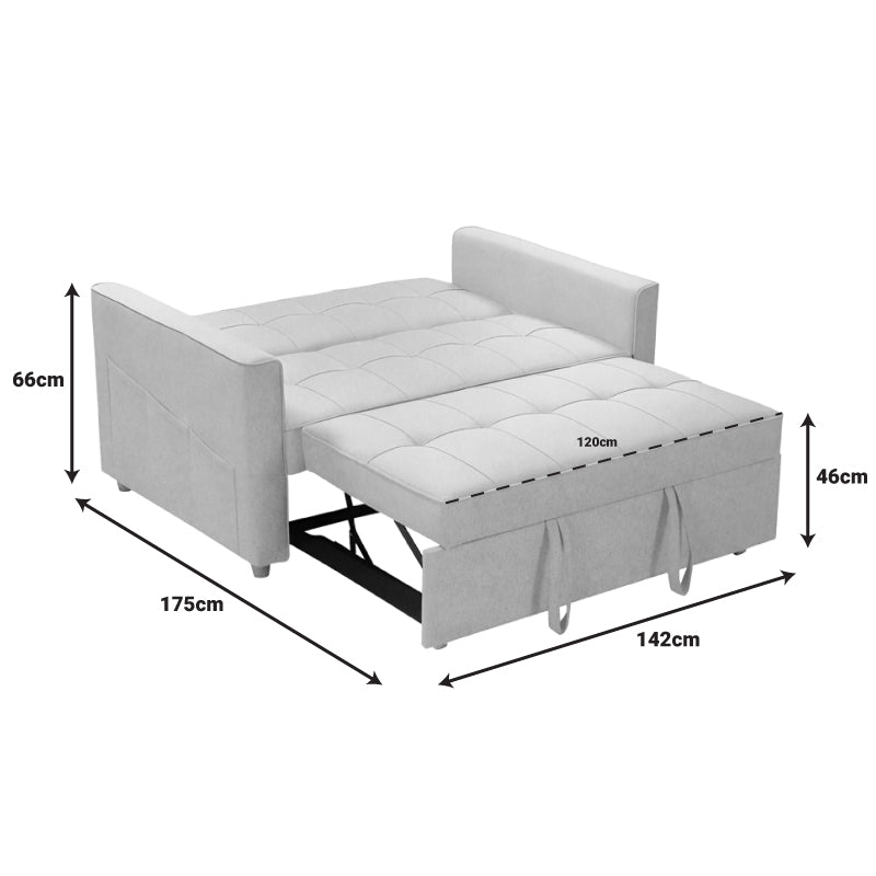 Καναπές-Κρεβάτι Commit 2θέσιος Ύφασμα σε Μπεζ-Γκρι Απόχρωση 142x93x90