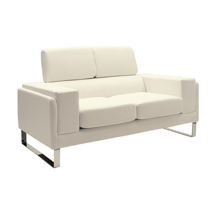 Καναπές Shea 2θέσιος PU Ivory-Inox 158x80x87