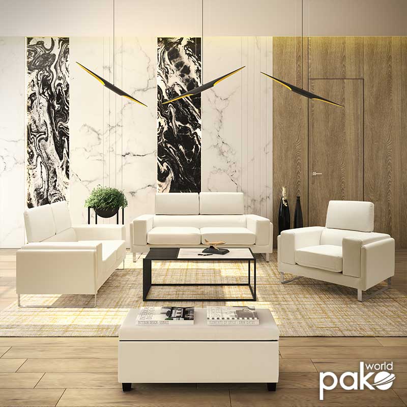 Καναπές Shea 2θέσιος PU Ivory-Inox 158x80x87