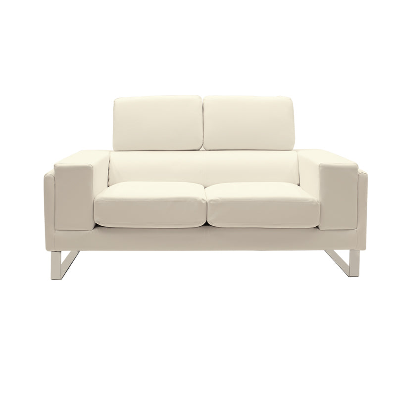 Καναπές Shea 2θέσιος PU Ivory-Inox 158x80x87