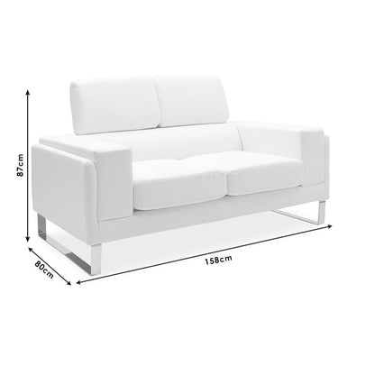 Καναπές Shea 2θέσιος PU Ivory-Inox 158x80x87