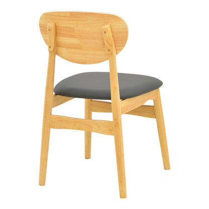 Καρέκλα Cardith Rubberwood-Plywood σε Φυσική Απόχρωση-PU Μαύρο 48x51x78