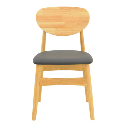 Καρέκλα Cardith Rubberwood-Plywood σε Φυσική Απόχρωση-PU Μαύρο 48x51x78