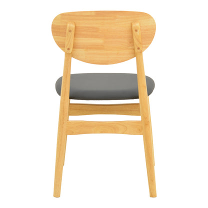 Καρέκλα Cardith Rubberwood-Plywood σε Φυσική Απόχρωση-PU Μαύρο 48x51x78