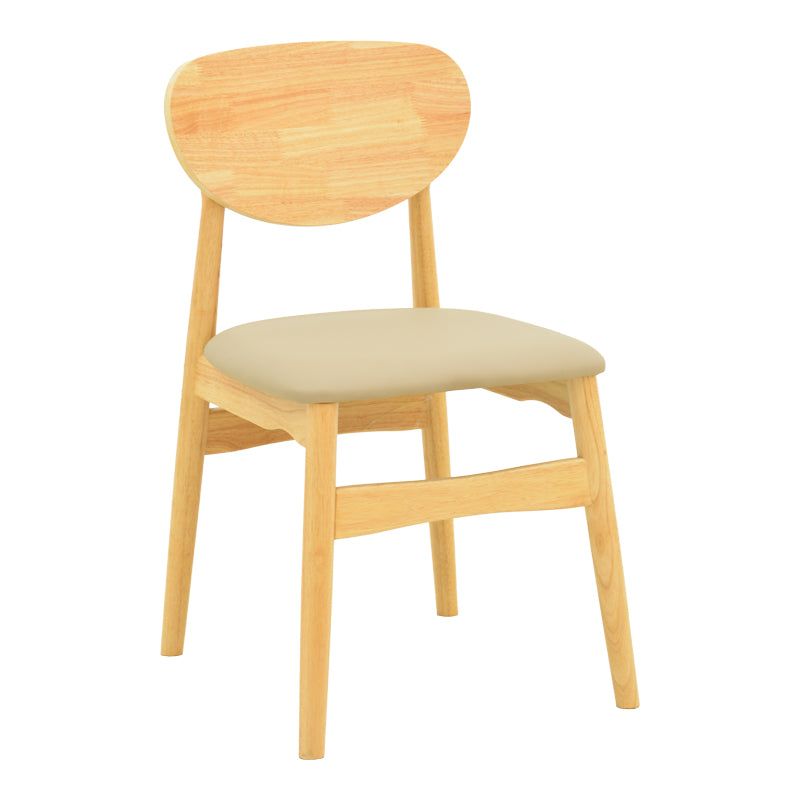 Καρέκλα Cardith Rubberwood-Plywood σε Φυσική Απόχρωση-PU Μπεζ 48x51x78