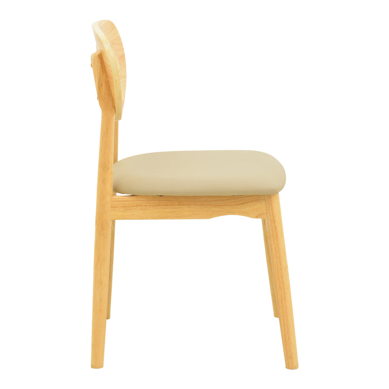 Καρέκλα Cardith Rubberwood-Plywood σε Φυσική Απόχρωση-PU Μπεζ 48x51x78