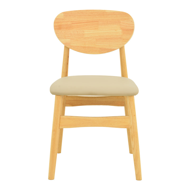 Καρέκλα Cardith Rubberwood-Plywood σε Φυσική Απόχρωση-PU Μπεζ 48x51x78