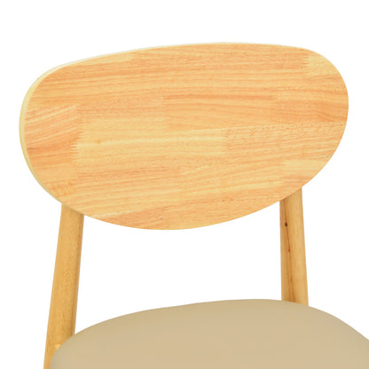 Καρέκλα Cardith Rubberwood-Plywood σε Φυσική Απόχρωση-PU Μπεζ 48x51x78